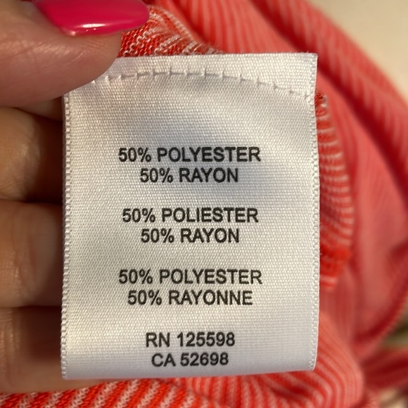 ELLEN TRACY pinstripe 3 ways cardigan wrap lightweight knit coral white M/L - Picture 10 of 12